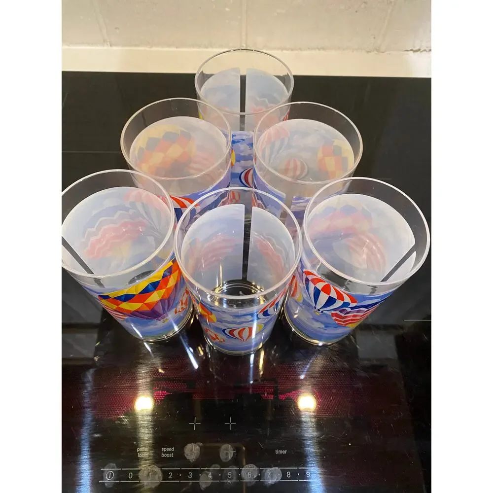 Paul Brent Sakura Evolution Hot Air Balloon Set of 6 Hi-Ball Tumblers 6.25